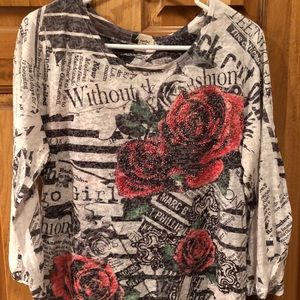 3/4 sleeve top with bling